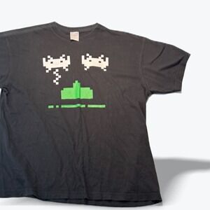 Stedman Space Invaders Graphic T-Shirt Men XL Black Cotton Retro 2010s Gamer Tee